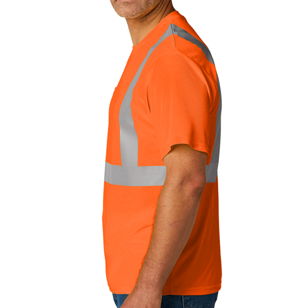 CornerStone Ansi 107 Class 2 Mesh Tee, Safety Orange, Left Sleeve view