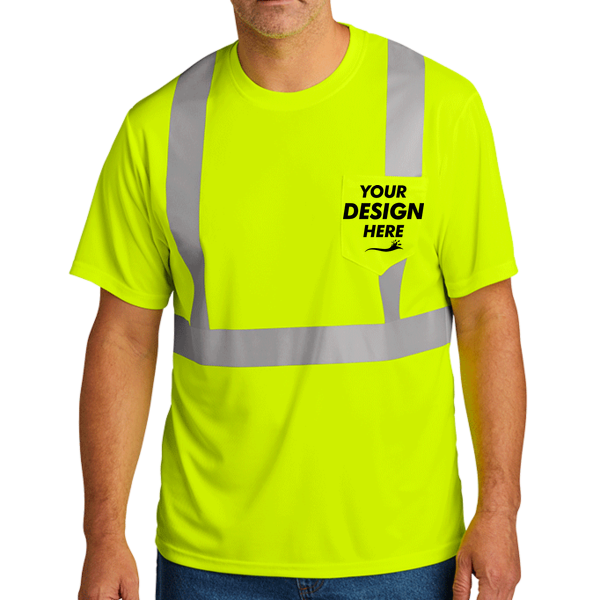 CornerStone Ansi 107 Class 2 Mesh Tee, Safety Yellow, Front view, Mockup