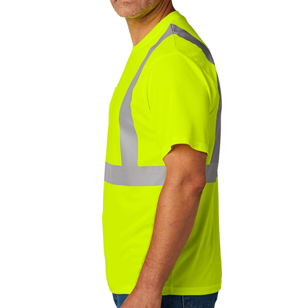 CornerStone Ansi 107 Class 2 Mesh Tee, Safety Yellow, Left Sleeve view