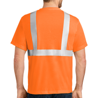 CornerStone Ansi 107 Class 2 Safety T Shirt, Safety Orange / Reflective, Back view