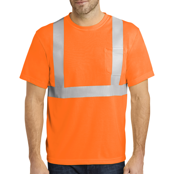 CornerStone Ansi 107 Class 2 Safety T Shirt, Safety Orange / Reflective, Front view
