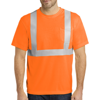CornerStone Ansi 107 Class 2 Safety T Shirt, Safety Orange / Reflective, Front view