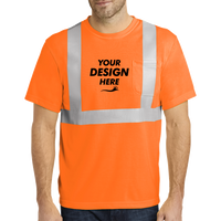 CornerStone Ansi 107 Class 2 Safety T Shirt, Safety Orange / Reflective, Front view, Mockup