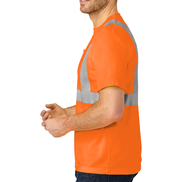 CornerStone Ansi 107 Class 2 Safety T Shirt, Safety Orange / Reflective, Left Side view