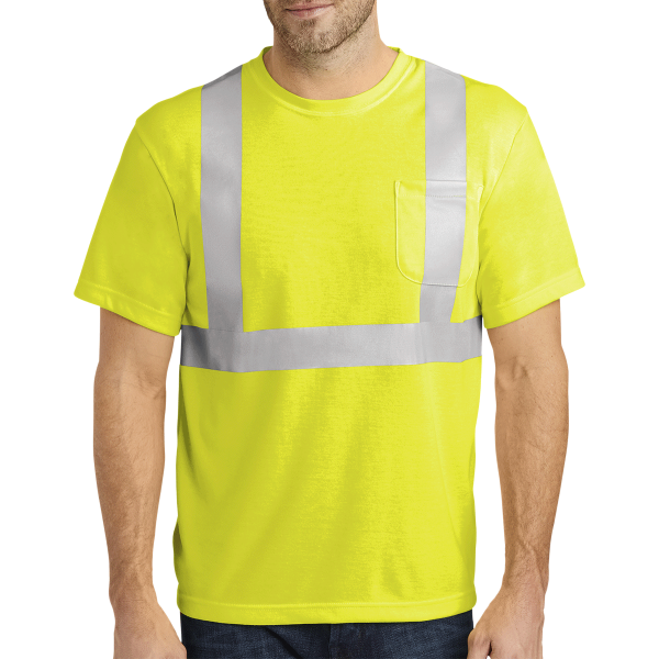 CornerStone Ansi 107 Class 2 Safety T Shirt, Safety Yellow / Reflective, Front view