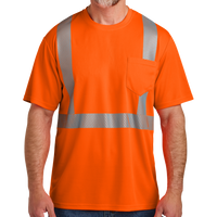 CornerStone Ansi 107 Class 2 Segmented Tape Tee, Safety Orange, Front view