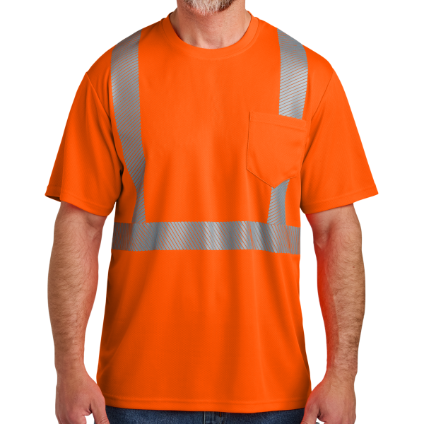CornerStone Ansi 107 Class 2 Segmented Tape Tee, Safety Orange, Front view