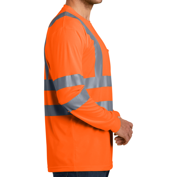 CornerStone Ansi 107 Class 3 Long Sleeve Snag Resistant Reflective T Shirt, Safety Orange, Right Sleeve view