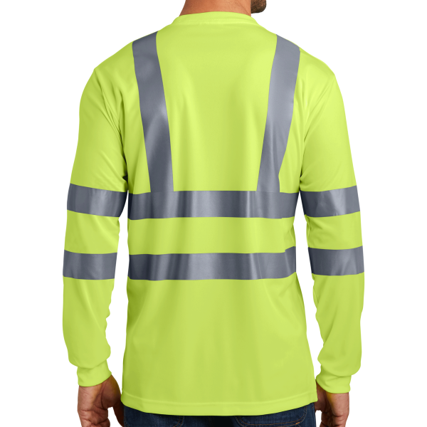 CornerStone Ansi 107 Class 3 Long Sleeve Snag Resistant Reflective T Shirt, Safety Yellow, Back view