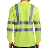 CornerStone Ansi 107 Class 3 Long Sleeve Snag Resistant Reflective T Shirt, Safety Yellow, Back view