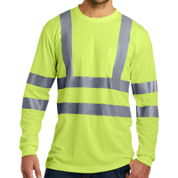 CornerStone Ansi 107 Class 3 Long Sleeve Snag Resistant Reflective T Shirt, Safety Yellow, Front view