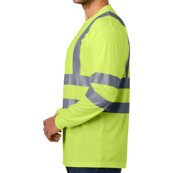 CornerStone Ansi 107 Class 3 Long Sleeve Snag Resistant Reflective T Shirt, Safety Yellow, Left Sleeve view