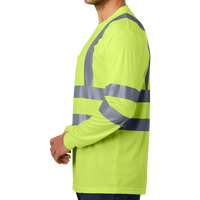 CornerStone Ansi 107 Class 3 Long Sleeve Snag Resistant Reflective T Shirt, Safety Yellow, Left Sleeve view