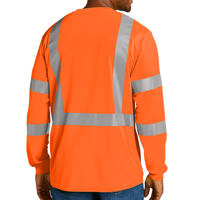 CornerStone Ansi 107 Class 3 Mesh Long Sleeve Tee, Safety Orange, Back view