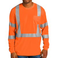 CornerStone Ansi 107 Class 3 Mesh Long Sleeve Tee, Safety Orange, Front view