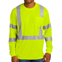 CornerStone Ansi 107 Class 3 Mesh Long Sleeve Tee, Safety Yellow, Front view