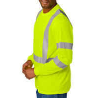 CornerStone Ansi 107 Class 3 Mesh Long Sleeve Tee, Safety Yellow, Left Sleeve view
