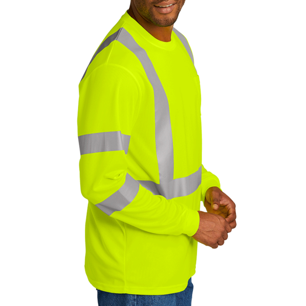 CornerStone Ansi 107 Class 3 Mesh Long Sleeve Tee, Safety Yellow, Right Sleeve view
