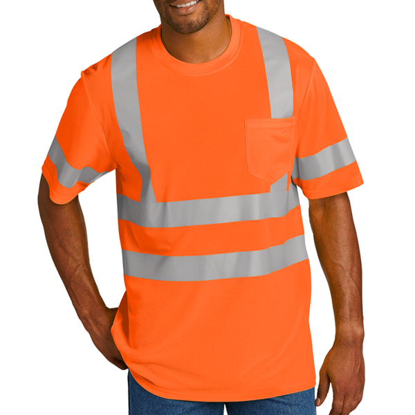 CornerStone Ansi 107 Class 3 Mesh Tee, Safety Orange, Front view