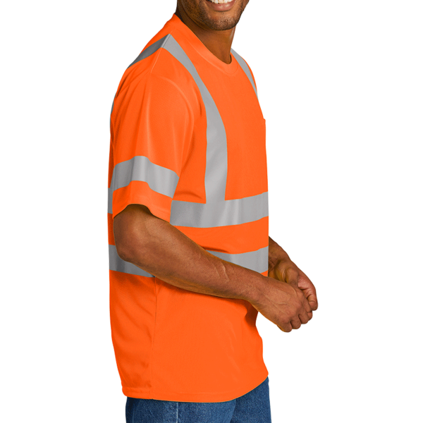 CornerStone Ansi 107 Class 3 Mesh Tee, Safety Orange, Right Sleeve view