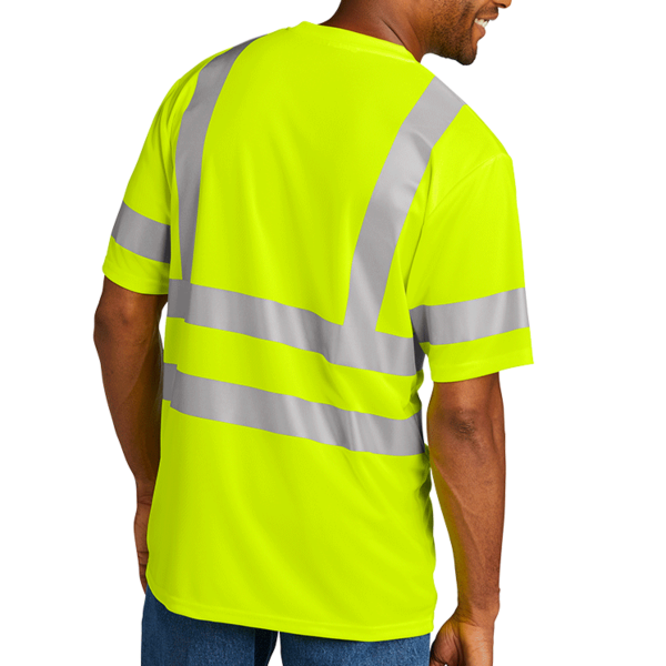 CornerStone Ansi 107 Class 3 Mesh Tee, Safety Yellow, Back view