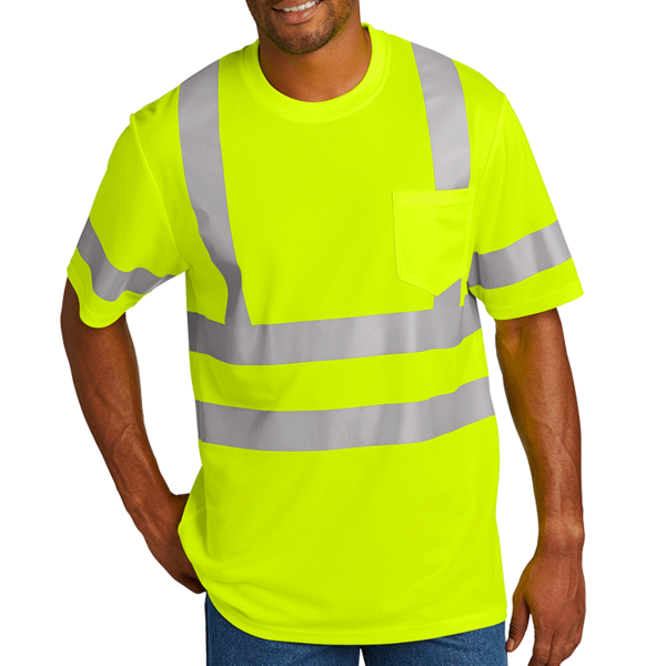 CornerStone Ansi 107 Class 3 Mesh Tee, Safety Yellow, Front view
