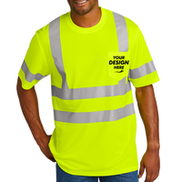 CornerStone Ansi 107 Class 3 Mesh Tee, Safety Yellow, Front view, Mockup