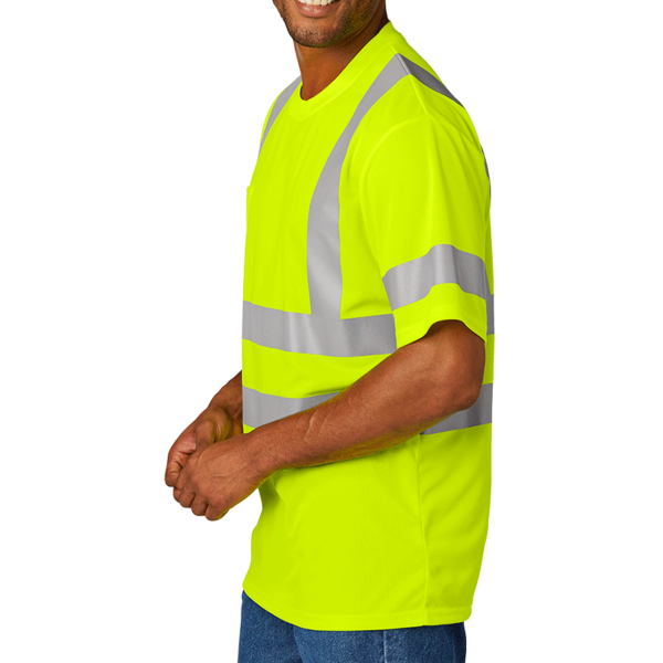 CornerStone Ansi 107 Class 3 Mesh Tee, Safety Yellow, Left Sleeve view