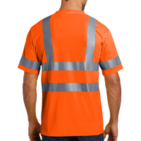 CornerStone Ansi 107 Class 3 Short Sleeve Snag Resistant Reflective T Shirt, Safety Orange, Back view