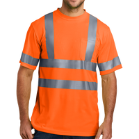 CornerStone Ansi 107 Class 3 Short Sleeve Snag Resistant Reflective T Shirt, Safety Orange, Front view