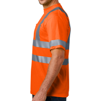 CornerStone Ansi 107 Class 3 Short Sleeve Snag Resistant Reflective T Shirt, Safety Orange, Left view
