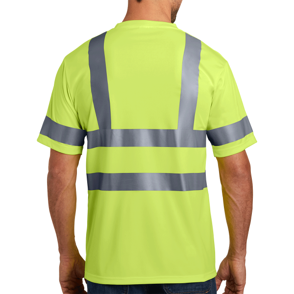 CornerStone Ansi 107 Class 3 Short Sleeve Snag Resistant Reflective T Shirt, Safety Yellow, Back view