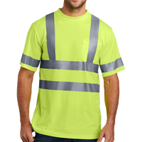 CornerStone Ansi 107 Class 3 Short Sleeve Snag Resistant Reflective T Shirt, Safety Yellow, Front view