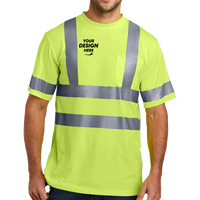 CornerStone Ansi 107 Class 3 Short Sleeve Snag Resistant Reflective T Shirt, Safety Yellow, Front view, Mockup