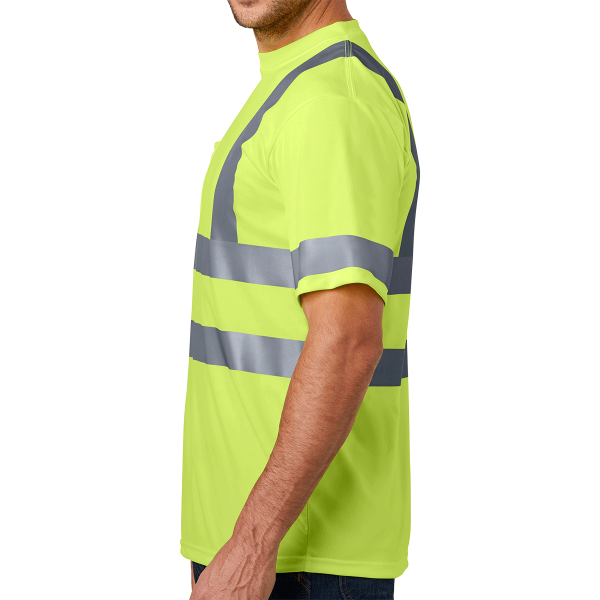 CornerStone Ansi 107 Class 3 Short Sleeve Snag Resistant Reflective T Shirt, Safety Yellow, Left view