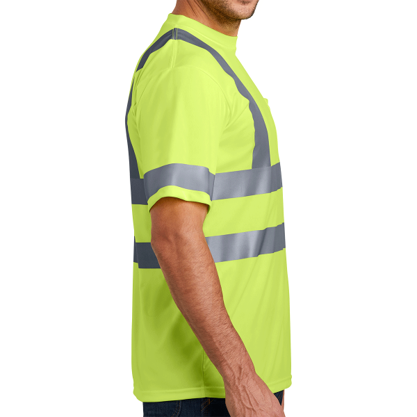 CornerStone Ansi 107 Class 3 Short Sleeve Snag Resistant Reflective T Shirt, Safety Yellow, Right view