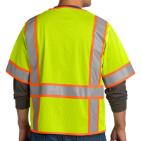 CornerStone Ansi 107 Class 3 Surveyor Mesh Zippered Two Tone Short Sleeve Vest, Safety Yellow, Back view