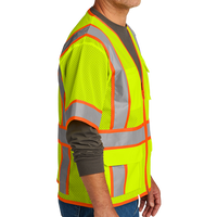 CornerStone Ansi 107 Class 3 Surveyor Mesh Zippered Two Tone Short Sleeve Vest, Safety Yellow, Right Sleeve view