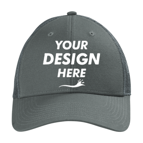 CornerStone Canvas Mesh Back Cap, Charcoal, Front view, Mockup