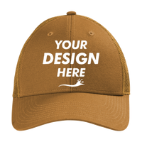 CornerStone Canvas Mesh Back Cap, Duck Brown, Front view, Mockup
