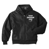 CornerStone Duck Cloth Hooded Work Jacket, Black, Front view, Mockup