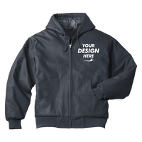 CornerStone Duck Cloth Hooded Work Jacket, Charcoal, Front view, Mockup