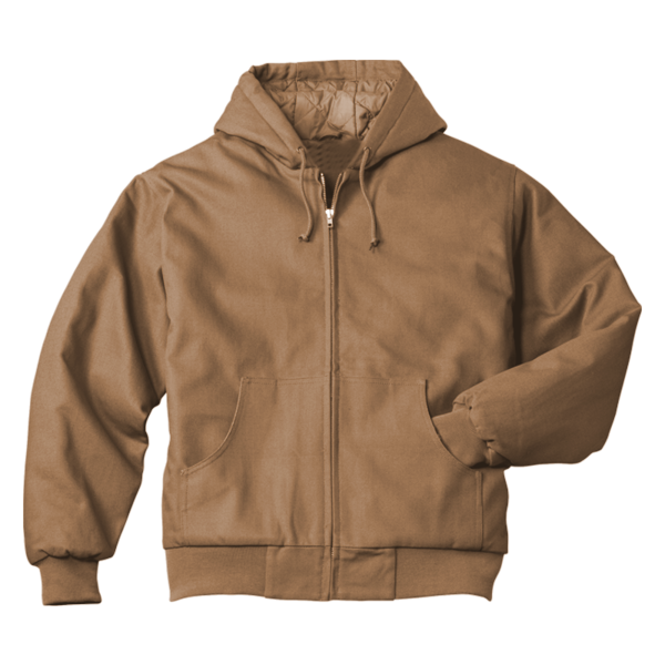 CornerStone Duck Cloth Hooded Work Jacket, Duck Brown, Front view