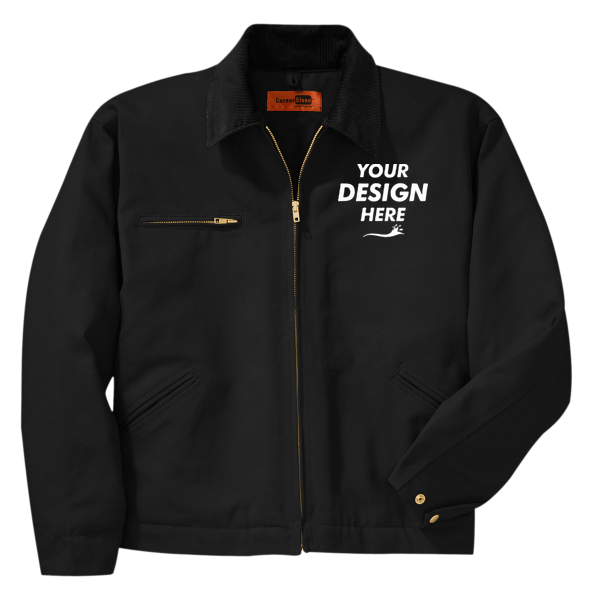 CornerStone Duck Cloth Work Jacket, Black / Black, Front view, Mockup