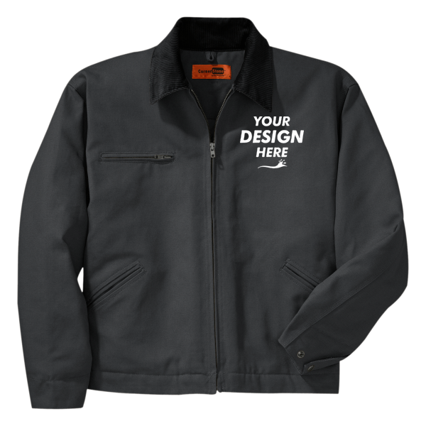 CornerStone Duck Cloth Work Jacket, Charcoal / Charcoal, Front view, Mockup