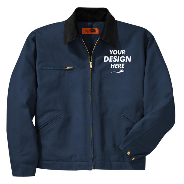 CornerStone Duck Cloth Work Jacket, Navy / Black, Front view, Mockup