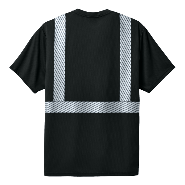 CornerStone Enhanced Visibility Segmented Tape Tee, Black, Back view