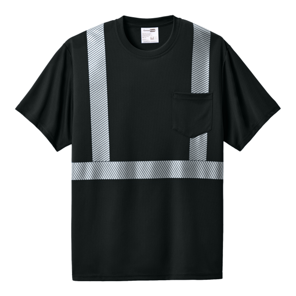 CornerStone Enhanced Visibility Segmented Tape Tee, Black, Front view