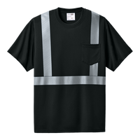 CornerStone Enhanced Visibility Segmented Tape Tee, Black, Front view