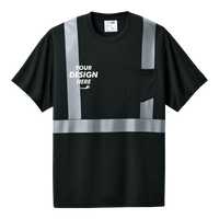 CornerStone Enhanced Visibility Segmented Tape Tee, Black, Front view, Mockup